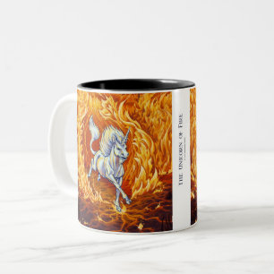 Tasse 2 Couleurs Unicorne rouge orange de feu élément Imaginaire Ar