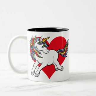 Tasse 2 Couleurs unicornio con corazon rojo