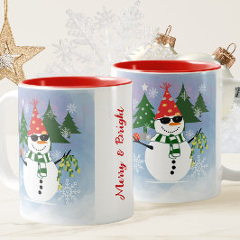 Tasse 2 Couleurs Unique Moderne Stylish Snowflakes Noël