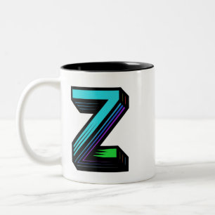 Tasse 2 Couleurs Unique Personnalisé coloré Monogramme initial Z