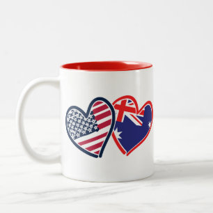 Tasse 2 Couleurs USA—Australie-Amour