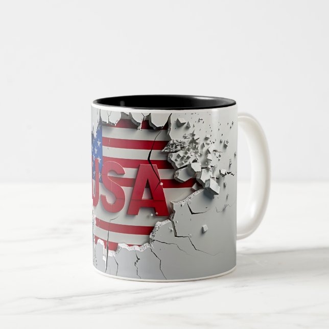 Tasse 2 Couleurs USA Mug, 4th of July Mug, Independence Day (Devant droit)