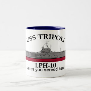 Tasse 2 Couleurs USS Tripoli, LPH-10, dates personnalisables servie