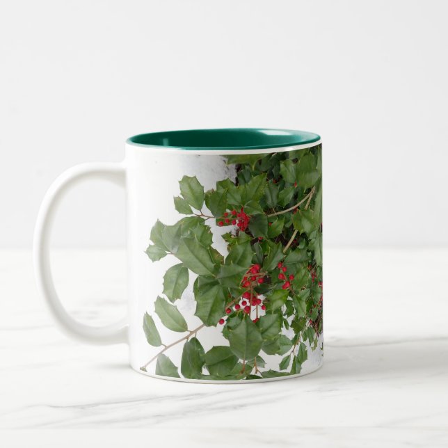 Tasse 2 Couleurs Vacances de Noël Holly et Berries (Gauche)