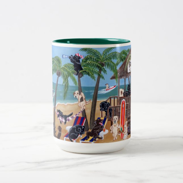 Tasse 2 Couleurs Vacances d'été d'île Labradors (Centre)
