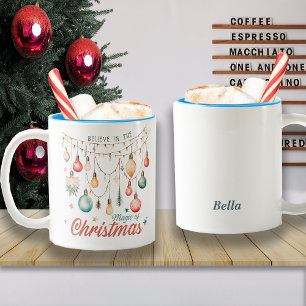 Tasse 2 Couleurs Vacances d'hiver Magie de Noël Nom personnalisé
