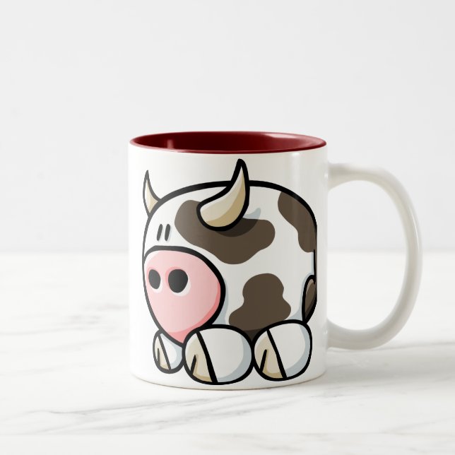 Tasse 2 Couleurs Vache à bande dessinée (Droit)