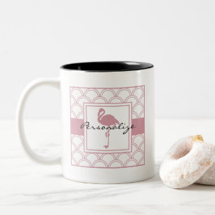 Tasse 2 Couleurs Vague Art Déco Flamant Rose