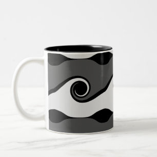 Tasse 2 Couleurs Vagues abstraites noir et blanc