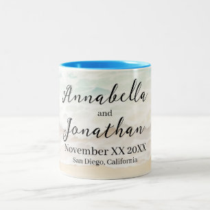 Tasse 2 Couleurs Vagues de paysage de plage sur un mariage sur une