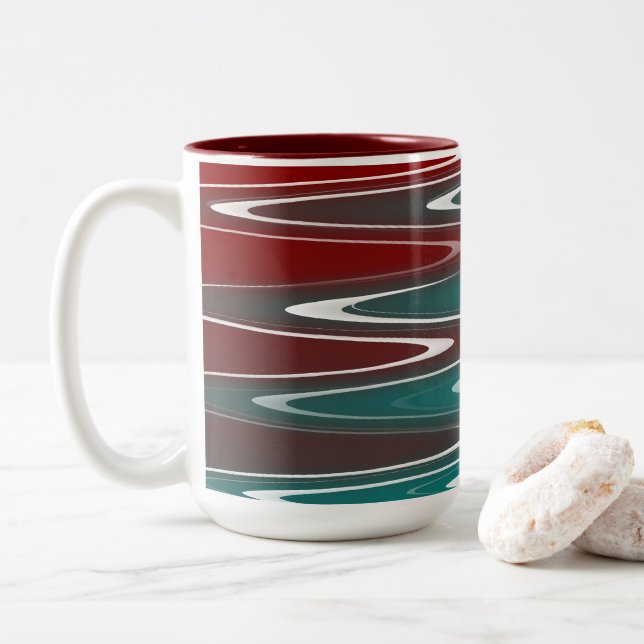 Tasse 2 Couleurs Vagues en blanc (Avec donut)