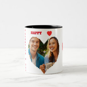 Tasse 2 Couleurs valentine photo personnalisé `sday 