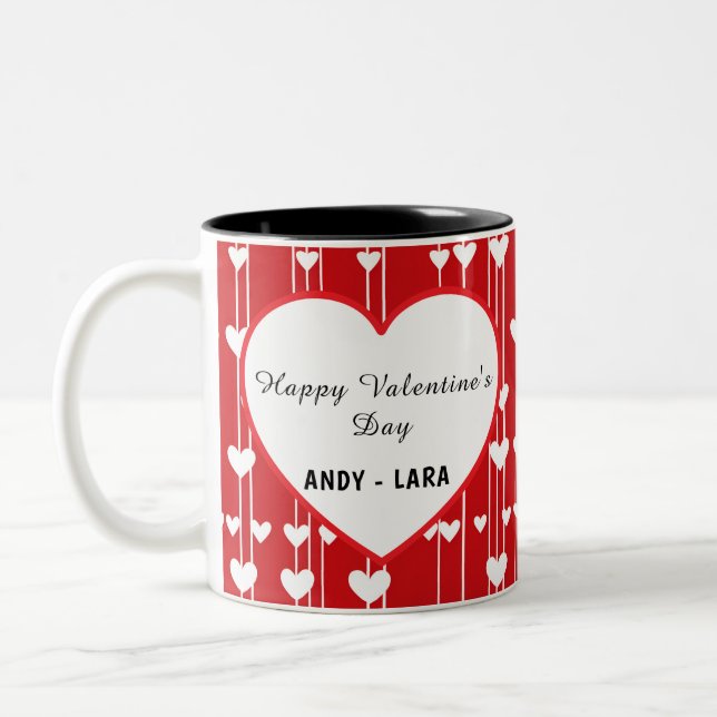 Tasse 2 Couleurs Valentine Rouge blanc amour minimalis (Gauche)