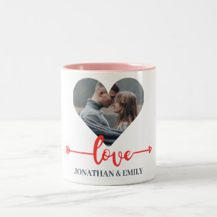Tasse 2 Couleurs Valentines Couple Heart Photo personnalisée person