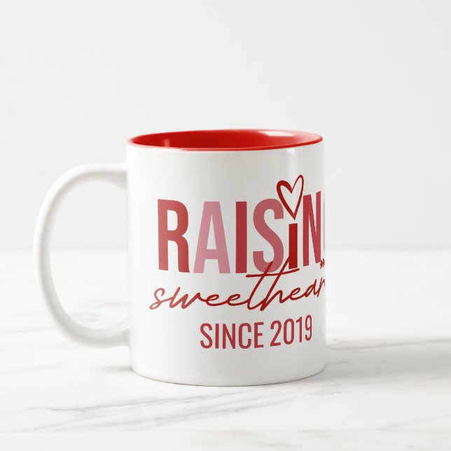 Tasse 2 Couleurs Valentine's Day Raising Sweethearts Mom Photo (Gauche)