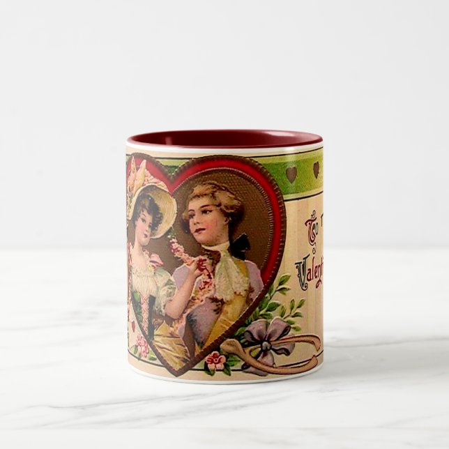 Tasse 2 Couleurs Valentines victoriennes Couple (Centre)