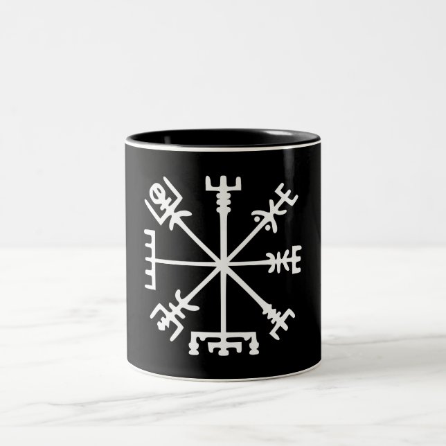 Tasse 2 Couleurs Vegvísir (boussole de Viking) (Centre)