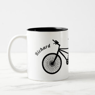 Tasse 2 Couleurs Vélo en tandem noir et blanc