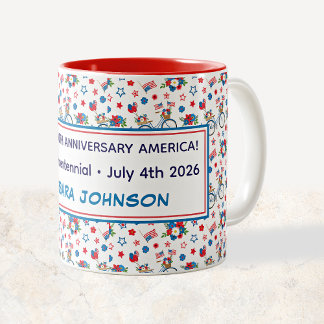 Tasse 2 Couleurs Vélos Fleurs Drapeaux Ballons Semiquincentenaire