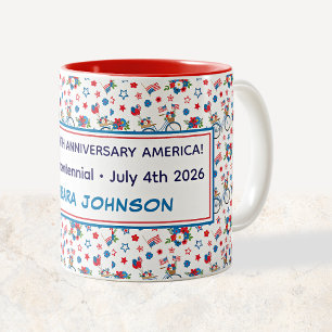 Tasse 2 Couleurs Vélos Fleurs Drapeaux Ballons Semiquincentennaux