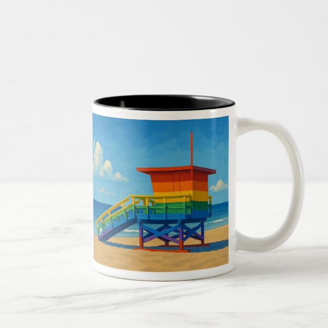 Tasse 2 Couleurs Venice Beach Rainbow Lifeguard Stand (Droit)