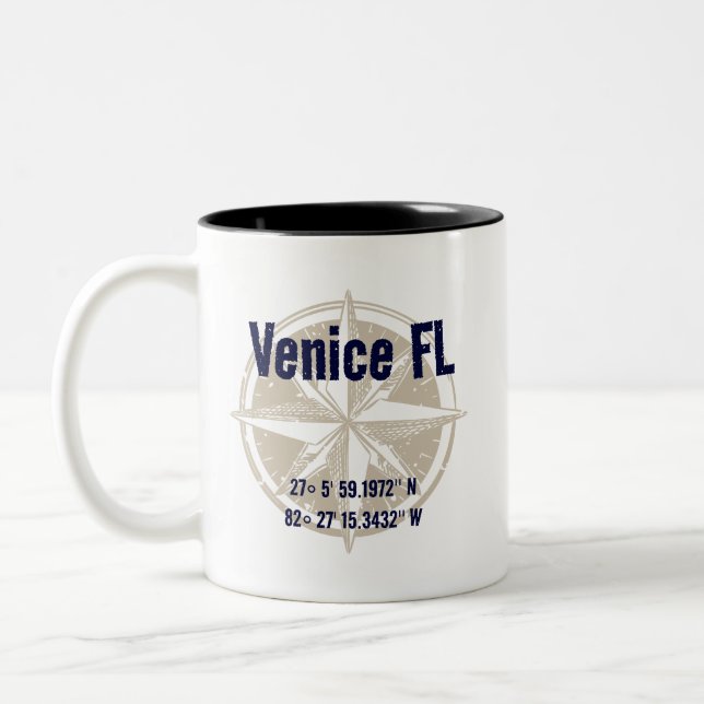 Tasse 2 Couleurs Venise, Floride Latitude Nautique Longitude (Gauche)