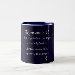 Tasse 2 Couleurs verset biblique chrétien Romains 8:28