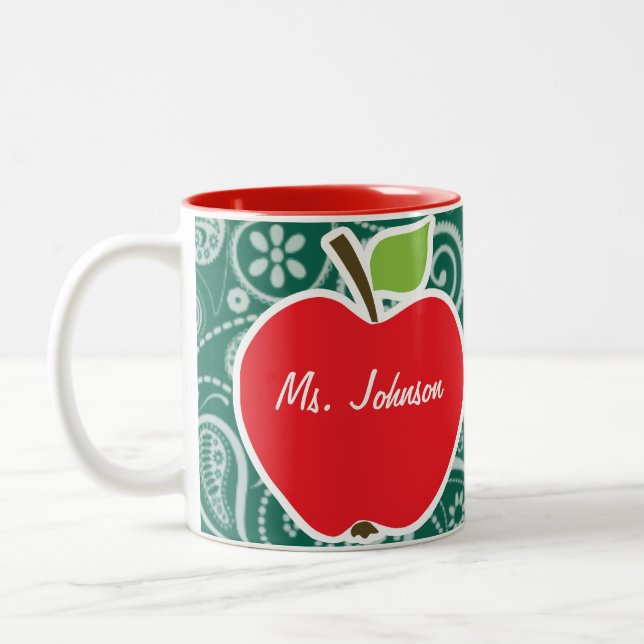 Tasse 2 Couleurs Vert de bouteille Paisley ; Apple (Gauche)