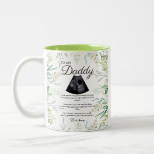 Tasse 2 Couleurs Vert papa pour être bosse poème feuille aquarelle
