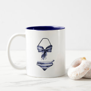 Tasse 2 Couleurs Veste de bain Vintage rayée de la marine Bikini & 