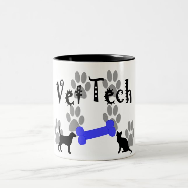Tasse 2 Couleurs Vétérinaire TECH avec l'os de chien (Centre)