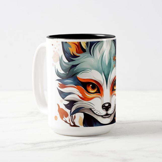 Tasse 2 Couleurs Vibes Fox : Art d'automne intemporel (Devant gauche)