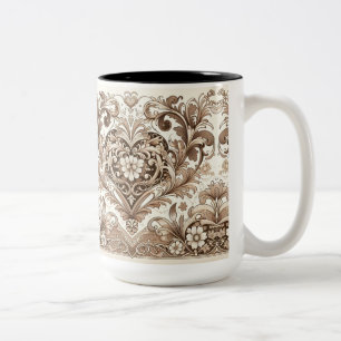 Tasse 2 Couleurs Victorian Romantic Floral Heart Saint Valentin