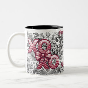 Tasse 2 Couleurs Victorien Romantique Floral Coeur Saint-Valentin