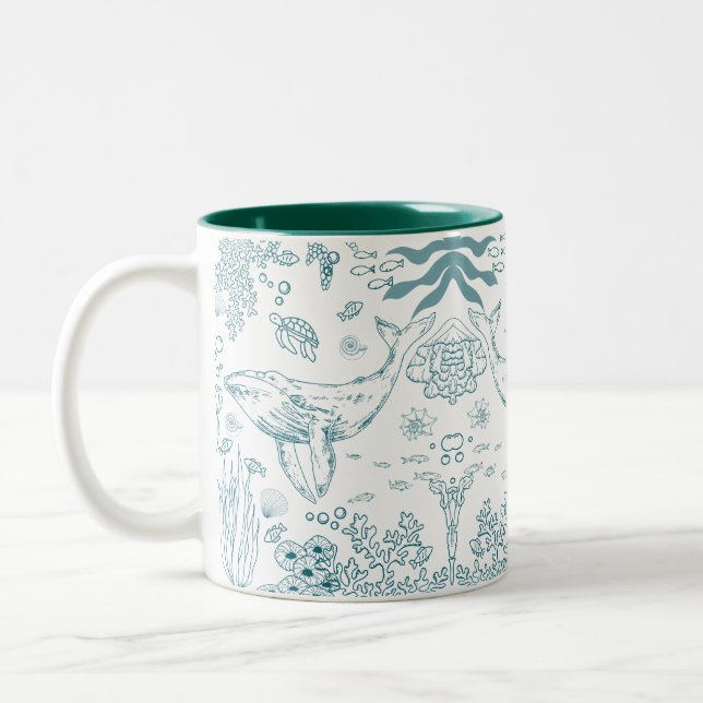 Tasse 2 Couleurs Vie marine à main (Gauche)