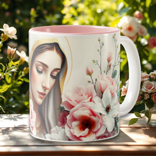 Tasse 2 Couleurs Vierge catholique Marie pour les femmes chrétienne
