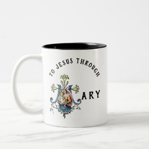 Tasse 2 Couleurs Vierge Marie Prière catholique religieuse de Jésus