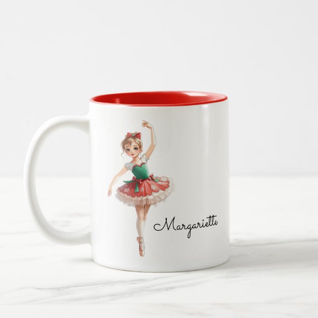 Tasse 2 Couleurs Vintage Christmas Ballet Girl (Gauche)