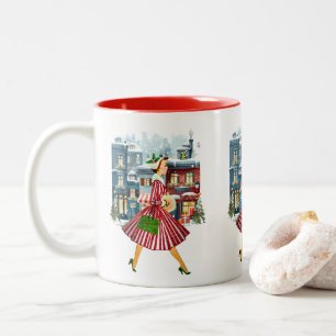 Tasse 2 Couleurs vintage de Noël 1950