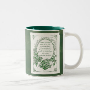 Tasse 2 Couleurs Vintage gravé Irlandais Bénédiction et cadre flora