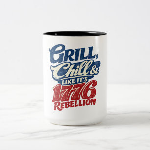 Tasse 2 Couleurs Vintage Grill Chill 1776 Rébellion Patriotique