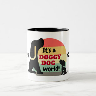 Tasse 2 Couleurs Vintage Monde du Chien Toutou Chiot
