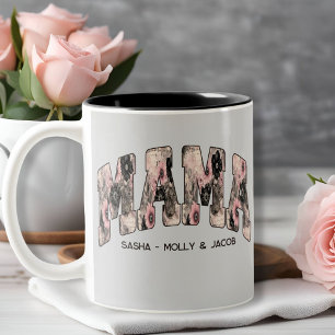 Tasse 2 Couleurs Vintage noir/rose dentelle florale Style Varsity M