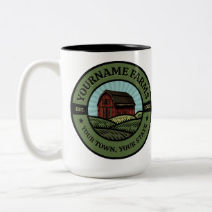 Tasse 2 Couleurs Vintage NOM AJOUT DE L'Étanche Campagne Agricole