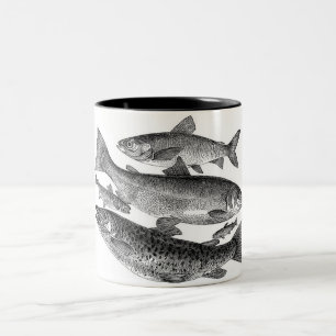 Tasse 2 Couleurs Vintage Poisson noir imprime Musique