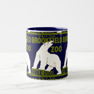 Tasse 2 Couleurs Vintage "Visitez le zoo de Brookfield" Ours polair