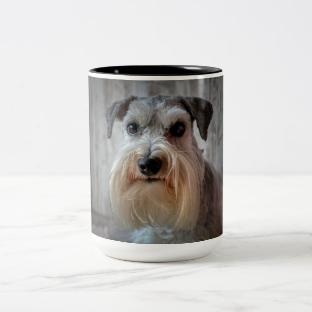 Tasse 2 Couleurs Visage de chien Schnauzer (Centre)