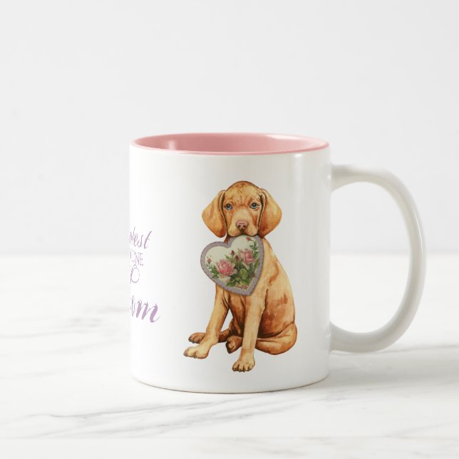Tasse 2 Couleurs Vizsla Heart Mom (Droit)