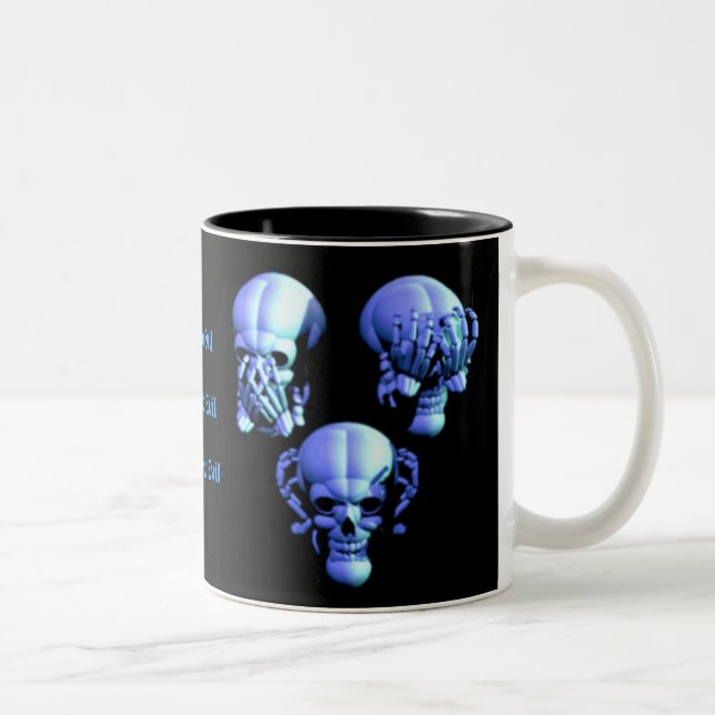 Tasse 2 Couleurs Voir Non, Écoutez Non, Ne Parlez Pas De Crânes Mal (Droit)