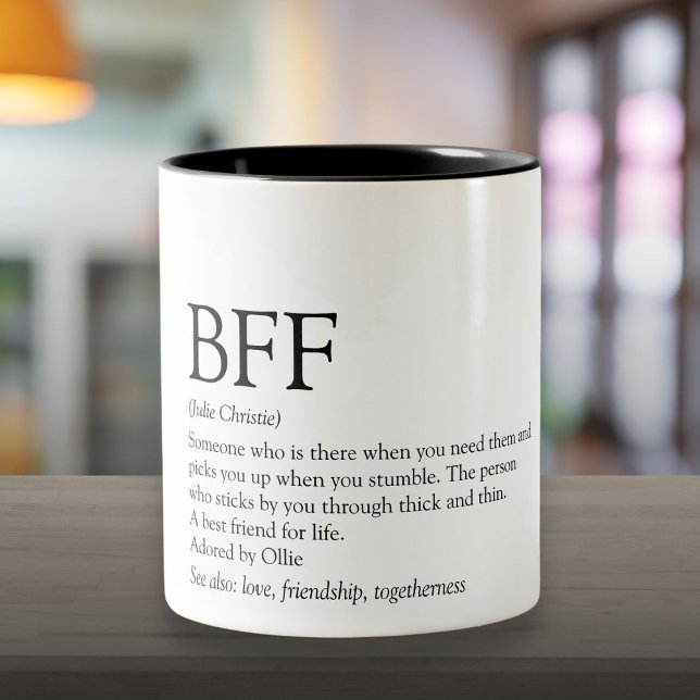 Tasse 2 Couleurs Votre BFF Définition Meilleur Ami Amusant Moderne (Your BFF Definition Best Friend Fun Modern Two-Tone Coffee Mug)